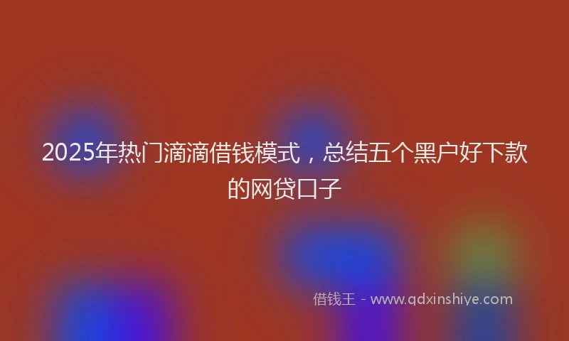 2025年热门滴滴借钱模式，总结五个黑户好下款的网贷口子