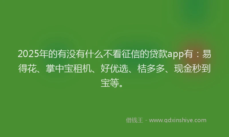 2025年的有没有什么不看征信的贷款app有：易得花、掌中宝租机、好优选、桔多多、现金秒到宝等。
