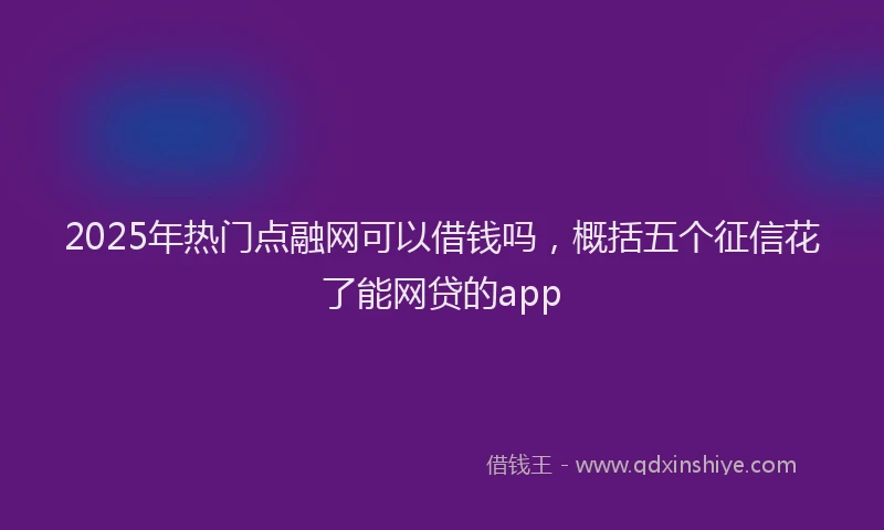 2025年热门点融网可以借钱吗，概括五个征信花了能网贷的app