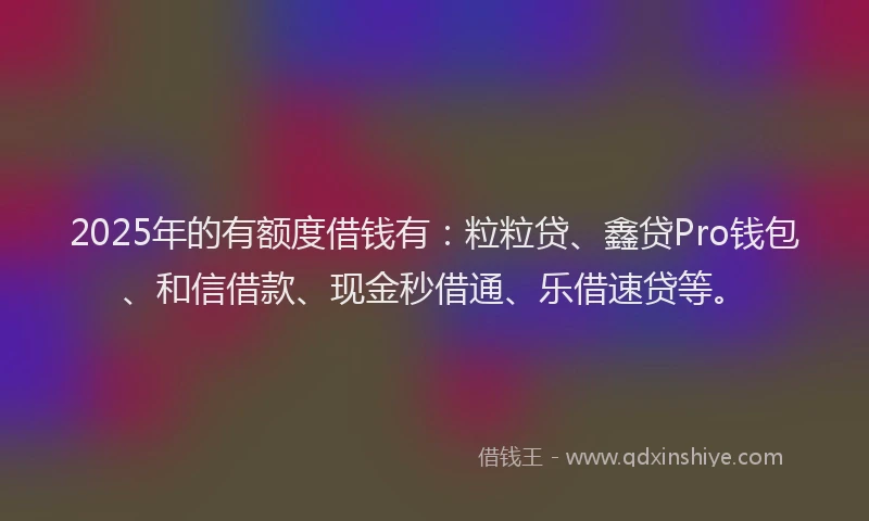2025年的有额度借钱有：粒粒贷、鑫贷Pro钱包、和信借款、现金秒借通、乐借速贷等。