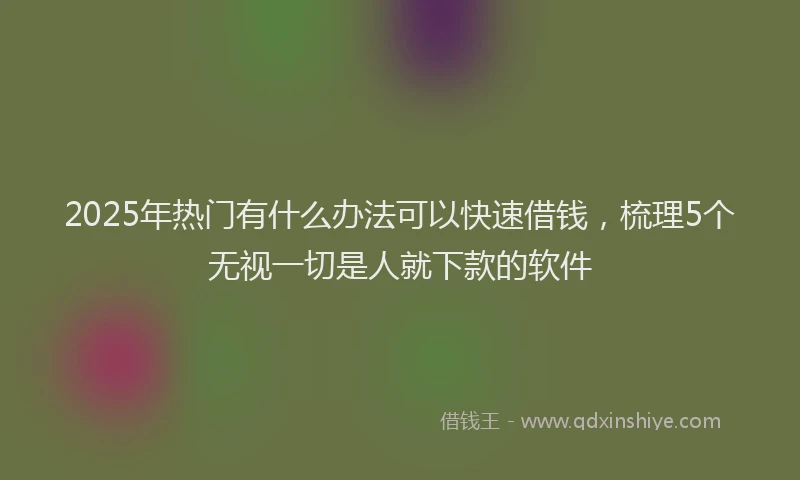 2025年热门有什么办法可以快速借钱,梳理5个无视一切是人就下款的软件