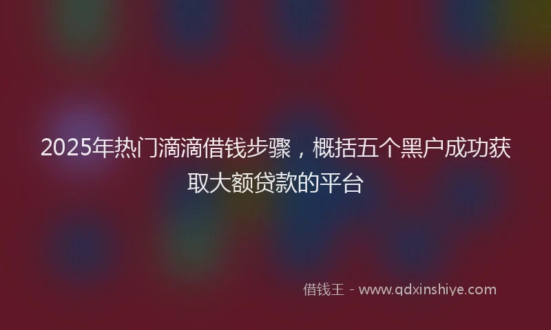 2025年热门滴滴借钱步骤，概括五个黑户成功获取大额贷款的平台