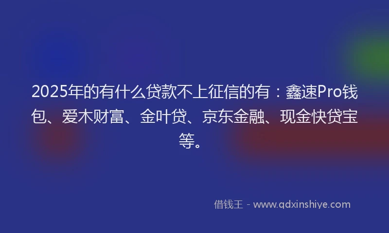 2025年的有什么贷款不上征信的有:鑫速Pro钱包、爱木财富、金叶贷、京东金融、现金快贷宝等。