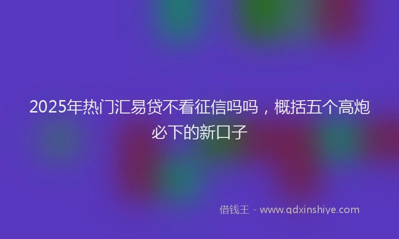 2025年热门汇易贷不看征信吗吗,概括五个高炮必下的新口子