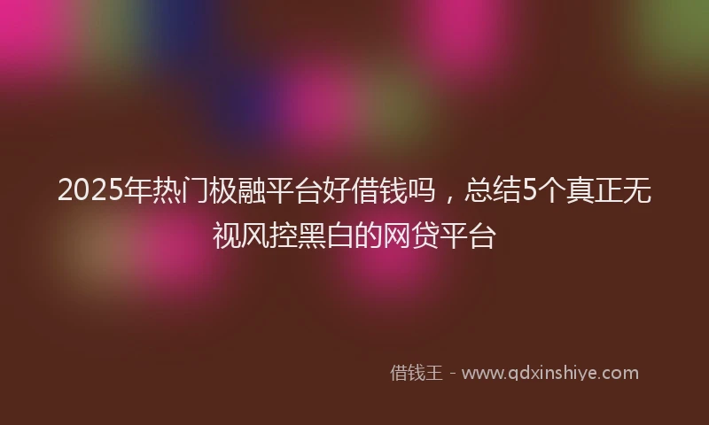 2025年热门极融平台好借钱吗,总结5个真正无视风控黑白的网贷平台