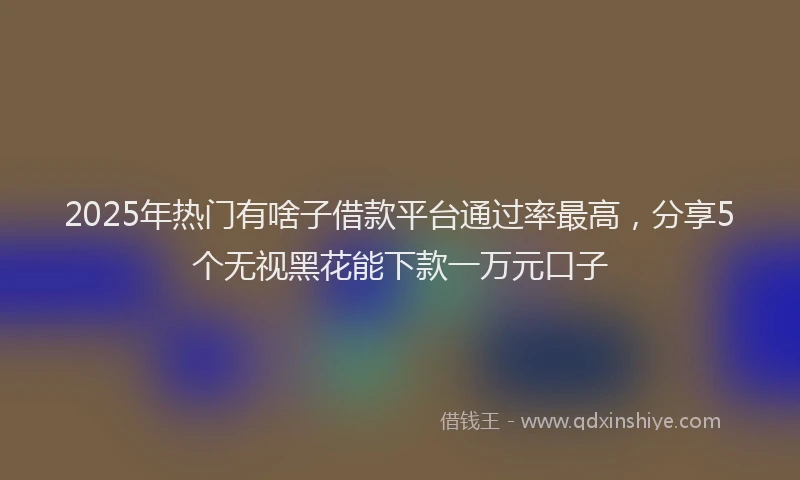 2025年热门有啥子借款平台通过率最高,分享5个无视黑花能下款一万元口子