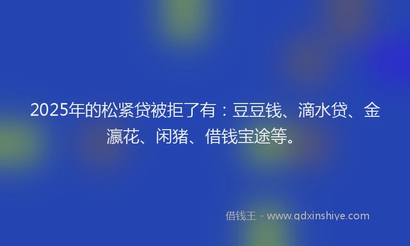 2025年的松紧贷被拒了有：豆豆钱、滴水贷、金瀛花、闲猪、借钱宝途等。