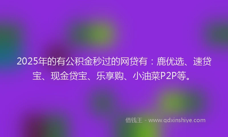 2025年的有公积金秒过的网贷有：鹿优选、速贷宝、现金贷宝、乐享购、小油菜P2P等。