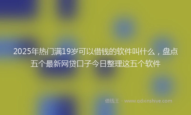 2025年热门满19岁可以借钱的软件叫什么，盘点五个最新网贷口子今日整理这五个软件