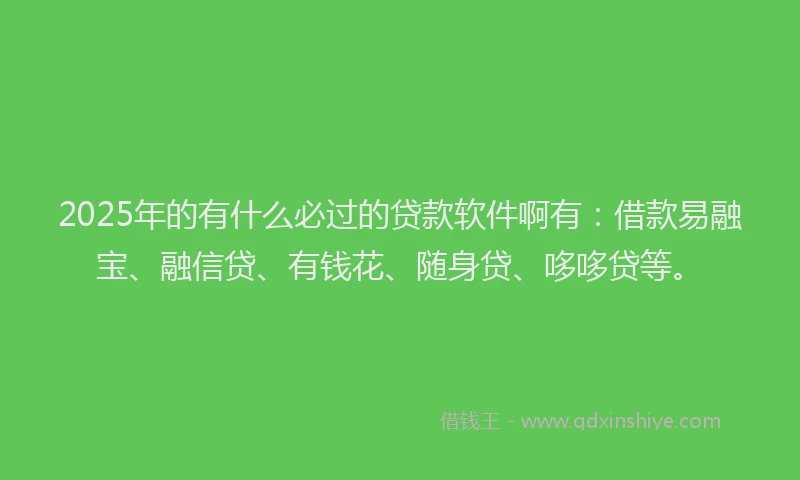 2025年的有什么必过的贷款软件啊有：借款易融宝、融信贷、有钱花、随身贷、哆哆贷等。