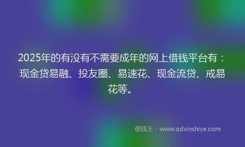 2025年的有没有不需要成年的网上借钱平台有：现金贷易融、投友圈、易速花、现金流贷、戒易花等。