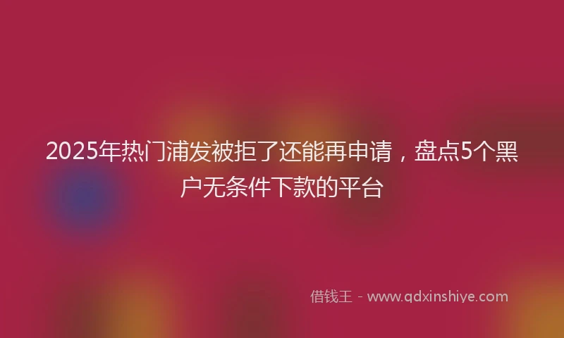 2025年热门浦发被拒了还能再申请，盘点5个黑户无条件下款的平台