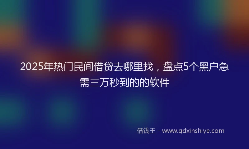 2025年热门民间借贷去哪里找，盘点5个黑户急需三万秒到的的软件