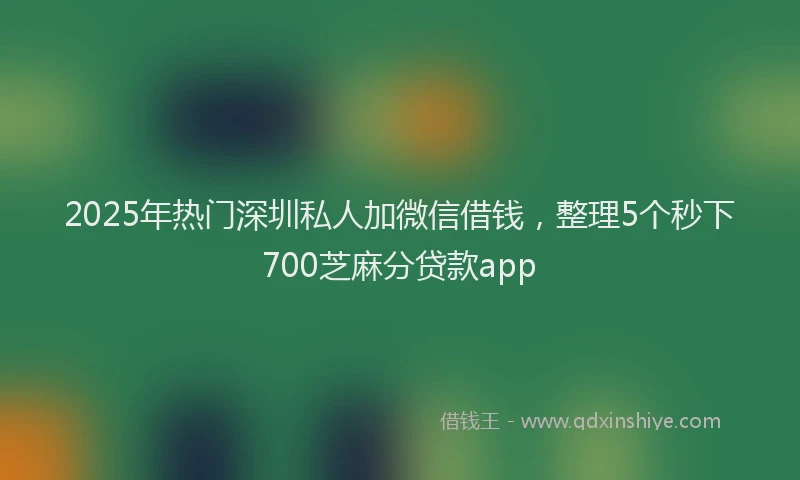 2025年热门深圳私人加微信借钱,整理5个秒下700芝麻分贷款app