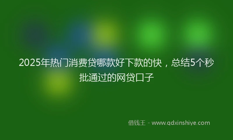 2025年热门消费贷哪款好下款的快，总结5个秒批通过的网贷口子