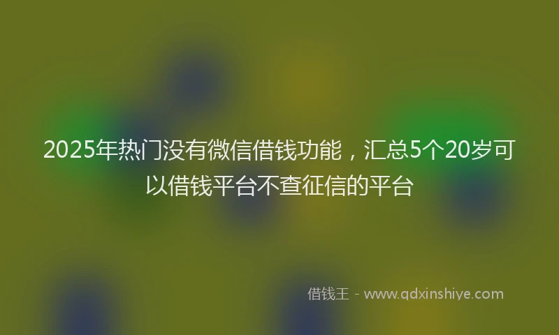 2025年热门没有微信借钱功能，汇总5个20岁可以借钱平台不查征信的平台