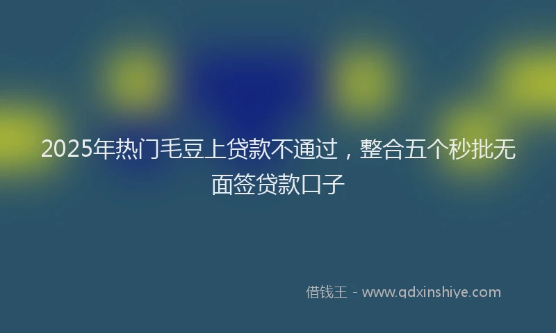 2025年热门毛豆上贷款不通过，整合五个秒批无面签贷款口子