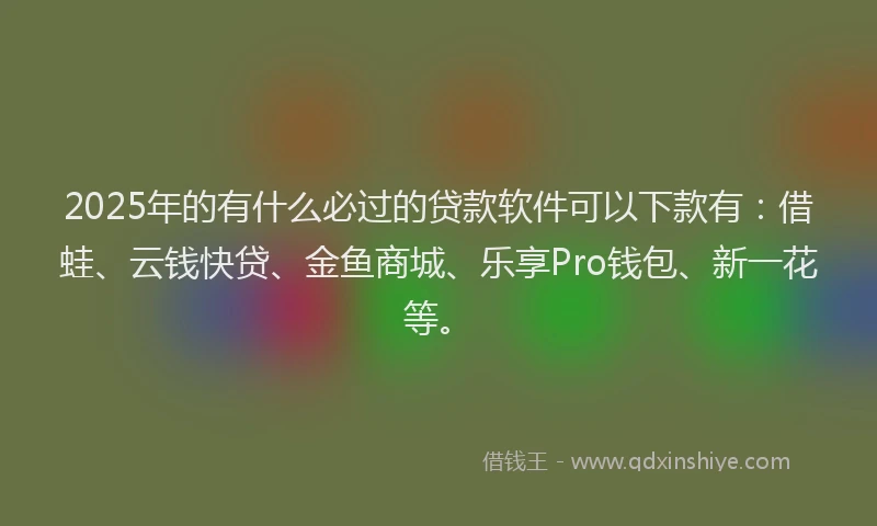2025年的有什么必过的贷款软件可以下款有：借蛙、云钱快贷、金鱼商城、乐享Pro钱包、新一花等。