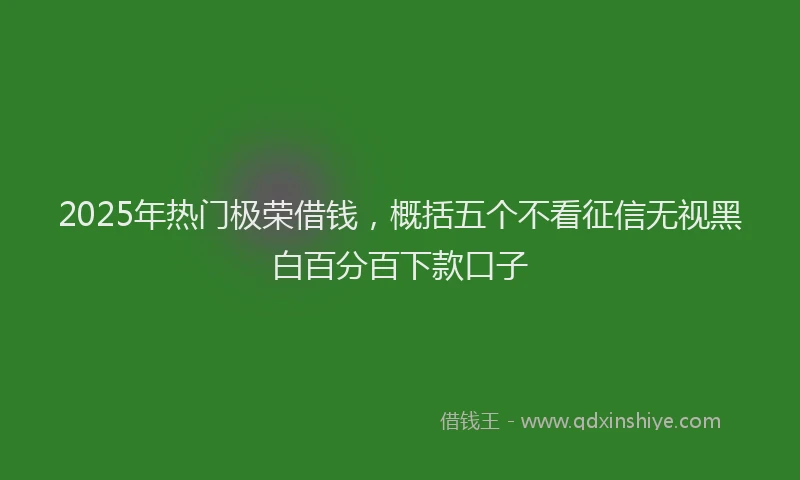 2025年热门极荣借钱，概括五个不看征信无视黑白百分百下款口子