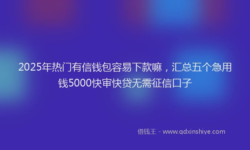 2025年热门有信钱包容易下款嘛，汇总五个急用钱5000快审快贷无需征信口子