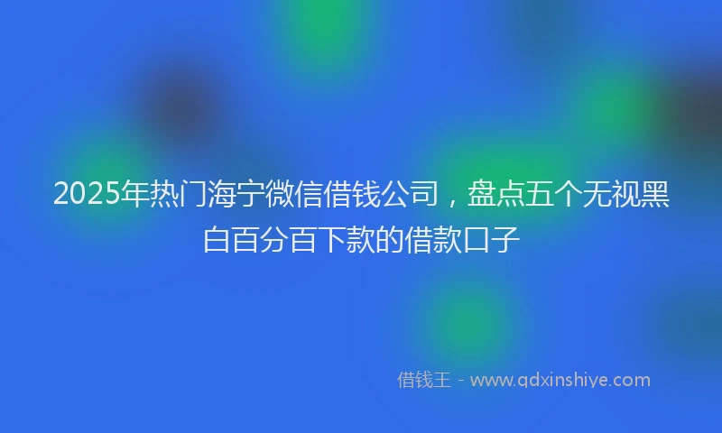 2025年热门海宁微信借钱公司，盘点五个无视黑白百分百下款的借款口子