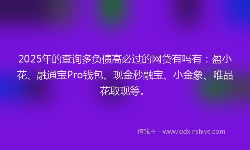 2025年的查询多负债高必过的网贷有吗有：盈小花、融通宝Pro钱包、现金秒融宝、小金象、唯品花取现等。