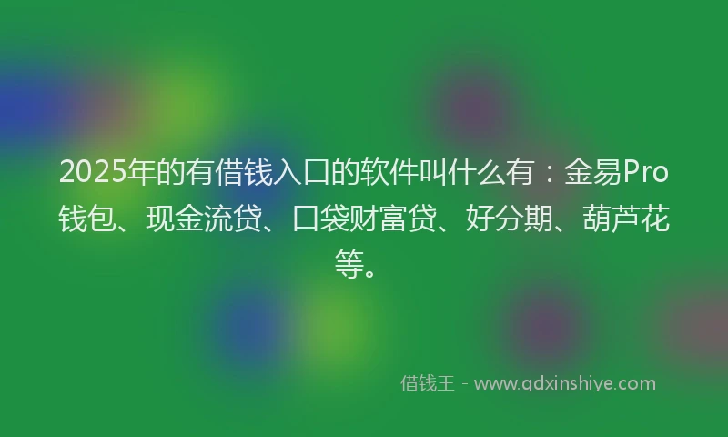 2025年的有借钱入口的软件叫什么有：金易Pro钱包、现金流贷、口袋财富贷、好分期、葫芦花等。