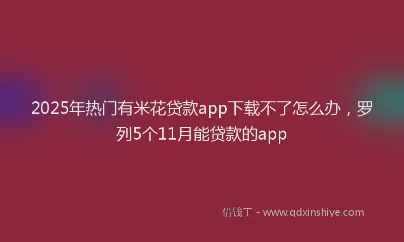 2025年热门有米花贷款app下载不了怎么办，罗列5个11月能贷款的app