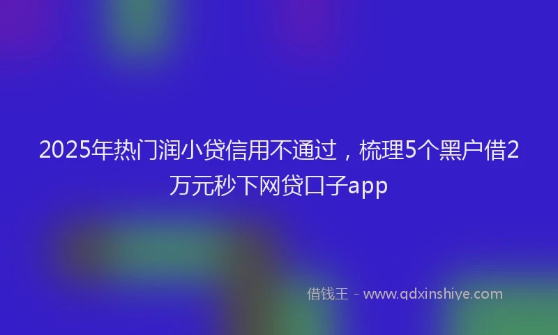 2025年热门润小贷信用不通过，梳理5个黑户借2万元秒下网贷口子app