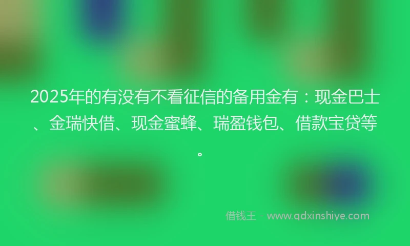 2025年的有没有不看征信的备用金有：现金巴士、金瑞快借、现金蜜蜂、瑞盈钱包、借款宝贷等。