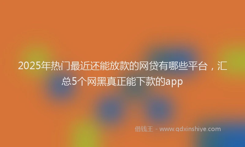 2025年热门最近还能放款的网贷有哪些平台，汇总5个网黑真正能下款的app