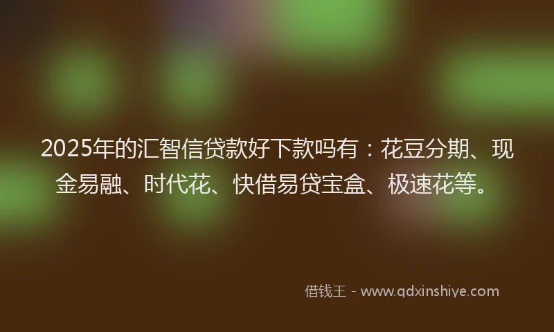 2025年的汇智信贷款好下款吗有：花豆分期、现金易融、时代花、快借易贷宝盒、极速花等。