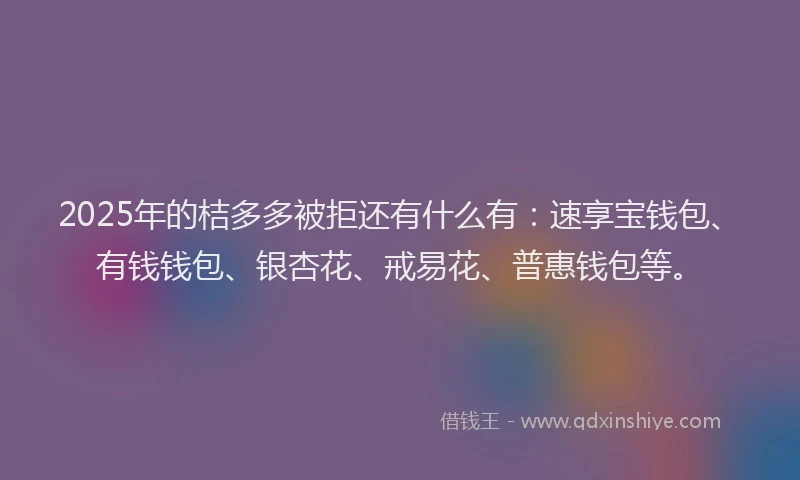 2025年的桔多多被拒还有什么有：速享宝钱包、有钱钱包、银杏花、戒易花、普惠钱包等。