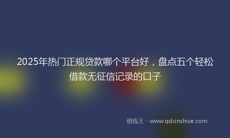 2025年热门正规贷款哪个平台好，盘点五个轻松借款无征信记录的口子