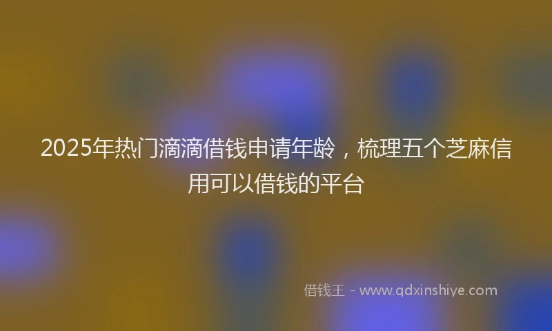 2025年热门滴滴借钱申请年龄，梳理五个芝麻信用可以借钱的平台