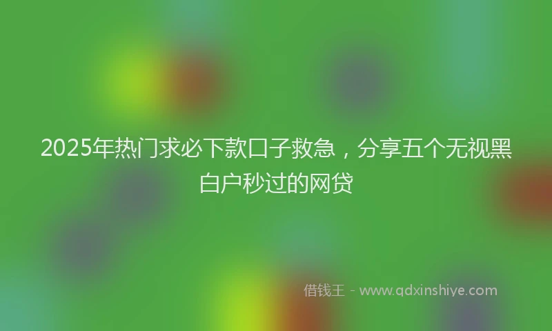 2025年热门求必下款口子救急，分享五个无视黑白户秒过的网贷