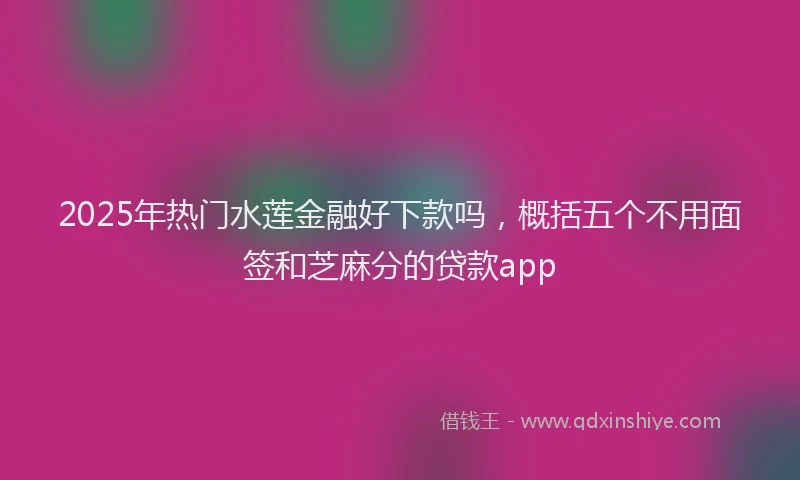 2025年热门水莲金融好下款吗，概括五个不用面签和芝麻分的贷款app