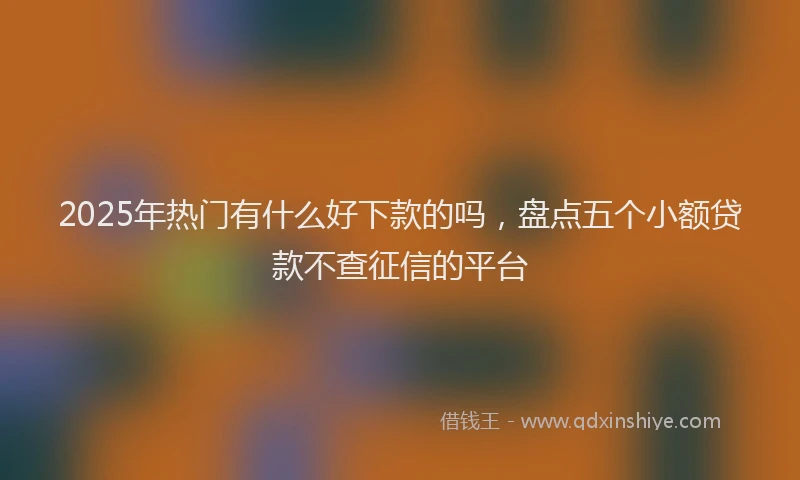 2025年热门有什么好下款的吗，盘点五个小额贷款不查征信的平台