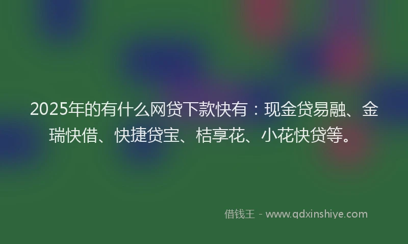 2025年的有什么网贷下款快有：现金贷易融、金瑞快借、快捷贷宝、桔享花、小花快贷等。