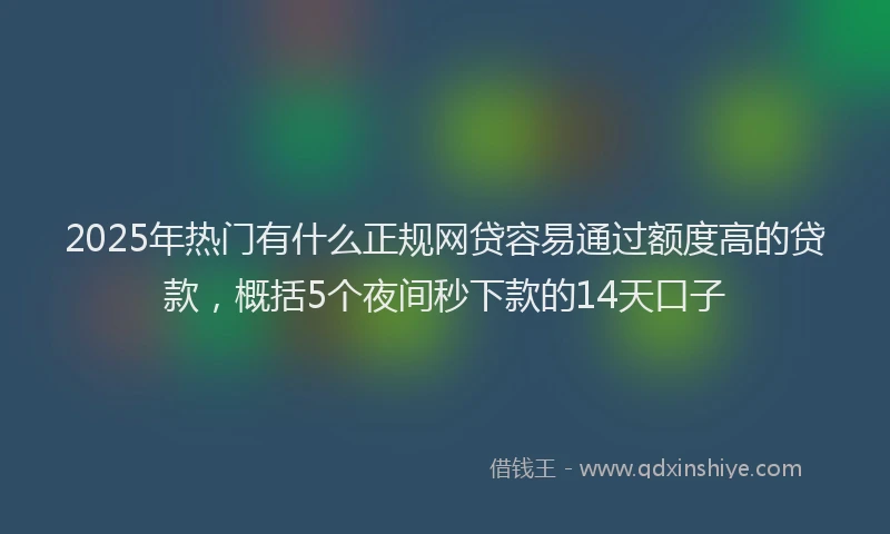 2025年热门有什么正规网贷容易通过额度高的贷款，概括5个夜间秒下款的14天口子