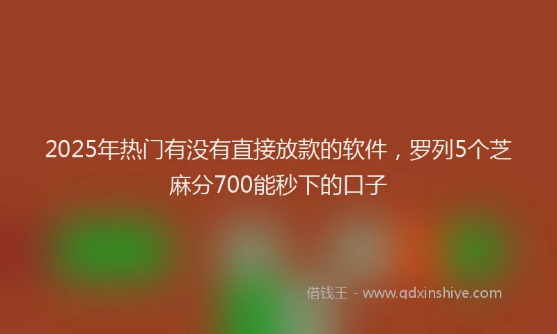 2025年热门有没有直接放款的软件，罗列5个芝麻分700能秒下的口子