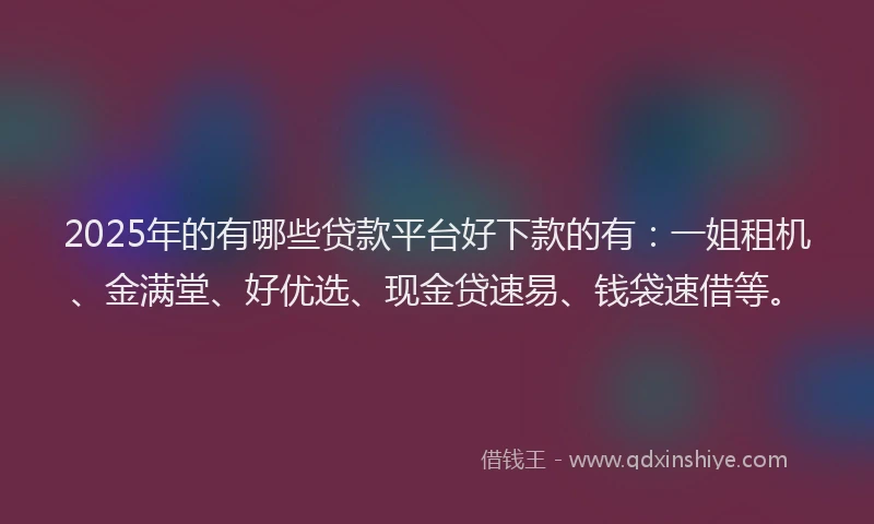 2025年的有哪些贷款平台好下款的有:一姐租机、金满堂、好优选、现金贷速易、钱袋速借等。