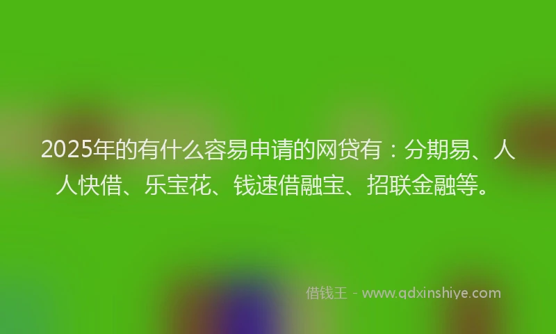 2025年的有什么容易申请的网贷有：分期易、人人快借、乐宝花、钱速借融宝、招联金融等。