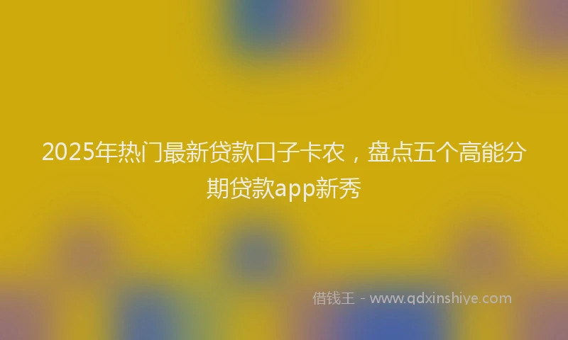 2025年热门最新贷款口子卡农，盘点五个高能分期贷款app新秀