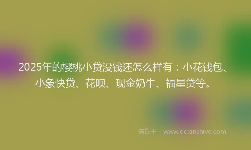 2025年的樱桃小贷没钱还怎么样有:小花钱包、小象快贷、花呗、现金奶牛、福星贷等。