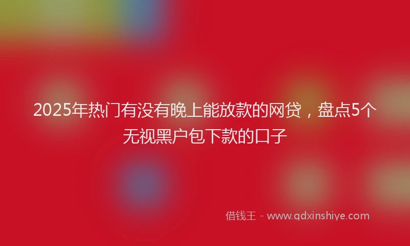 2025年热门有没有晚上能放款的网贷,盘点5个无视黑户包下款的口子