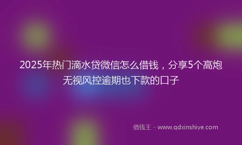 2025年热门滴水贷微信怎么借钱，分享5个高炮无视风控逾期也下款的口子
