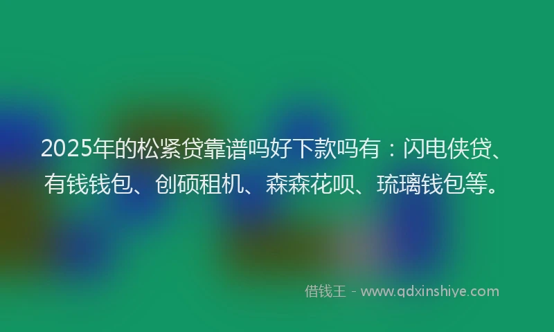 2025年的松紧贷靠谱吗好下款吗有：闪电侠贷、有钱钱包、创硕租机、森森花呗、琉璃钱包等。