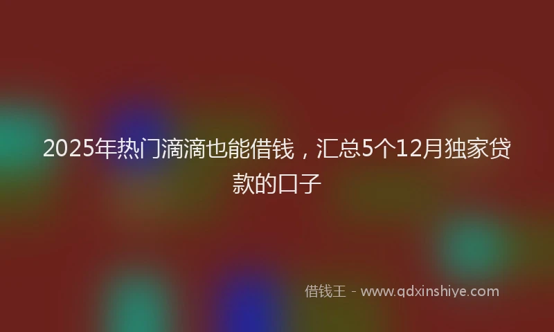 2025年热门滴滴也能借钱，汇总5个12月独家贷款的口子