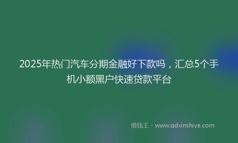 2025年热门汽车分期金融好下款吗，汇总5个手机小额黑户快速贷款平台